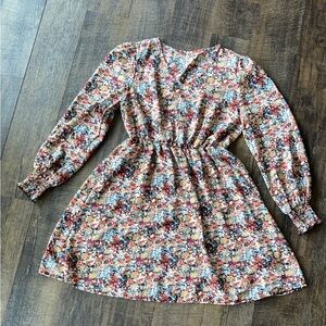 Floral Long Sleeve Dress - Multicolor